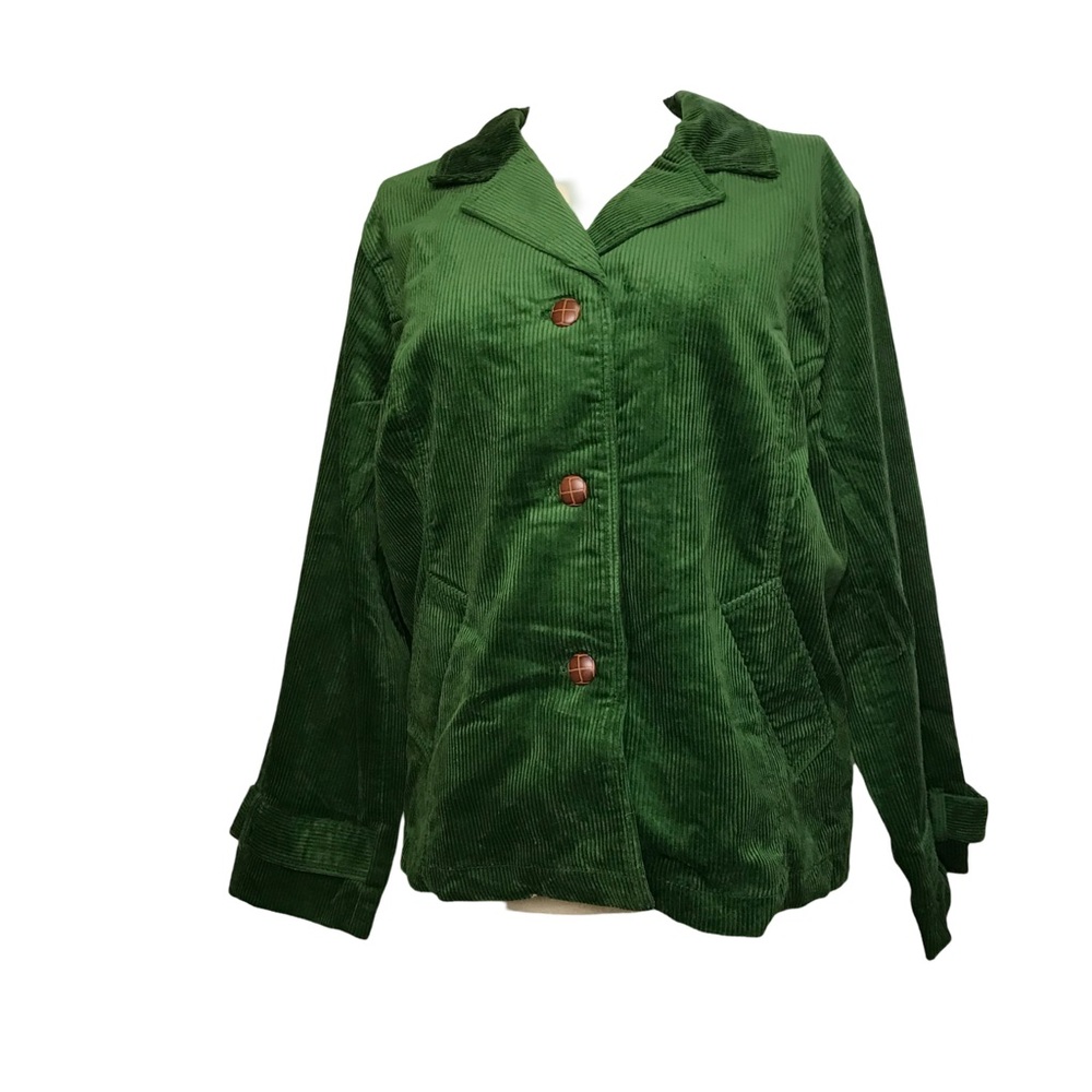 3 Buttons Corduroy Blazer Jacket Women’s Size 3X Color Pine Green Long Sleeve’s